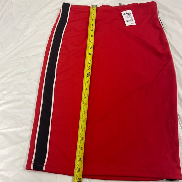 Red Striped Pencil Skirt - Picture 3 of 3